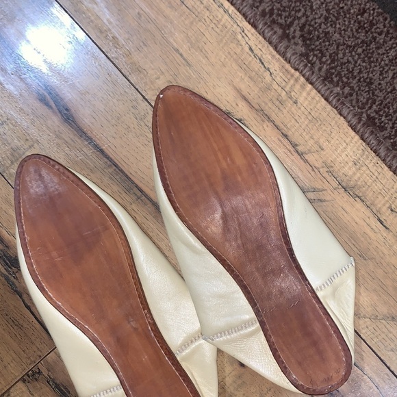 Moroccan Pointed Slippers in Ivory Unisex Size W10 M8.5 - Picture 6 of 7